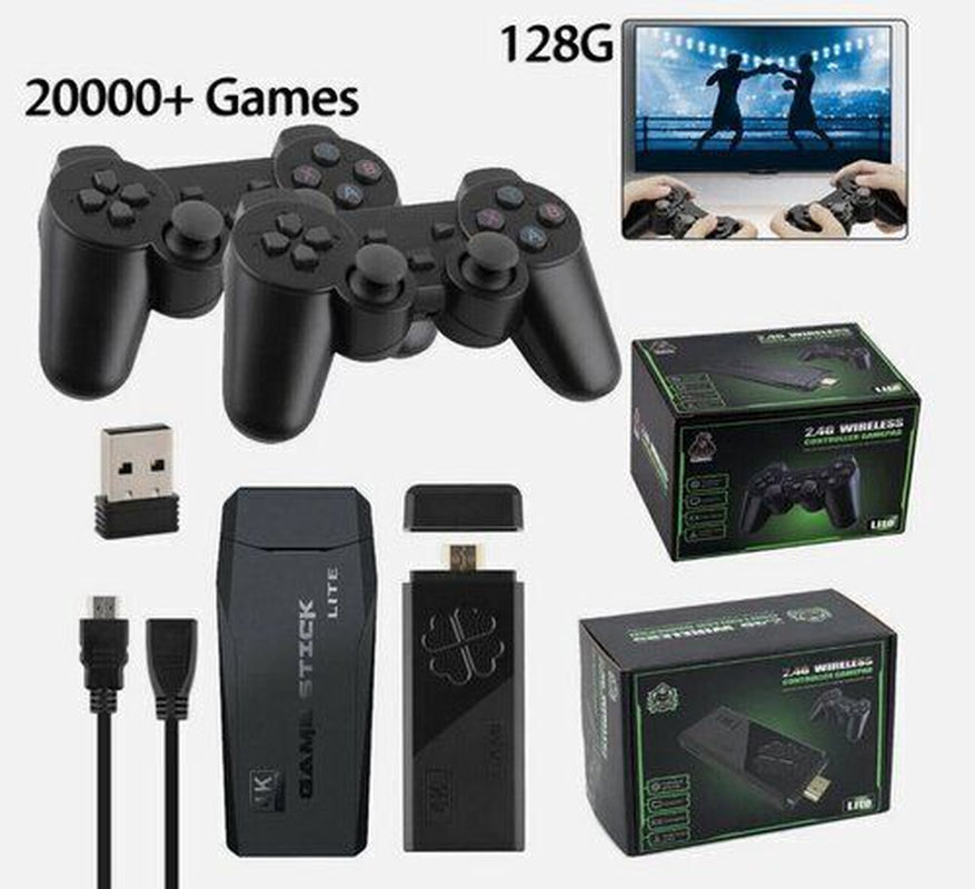 Video Game Console Retro 20000+ Games TV Stick 64G 4K HDMI 2Wireless Controllers