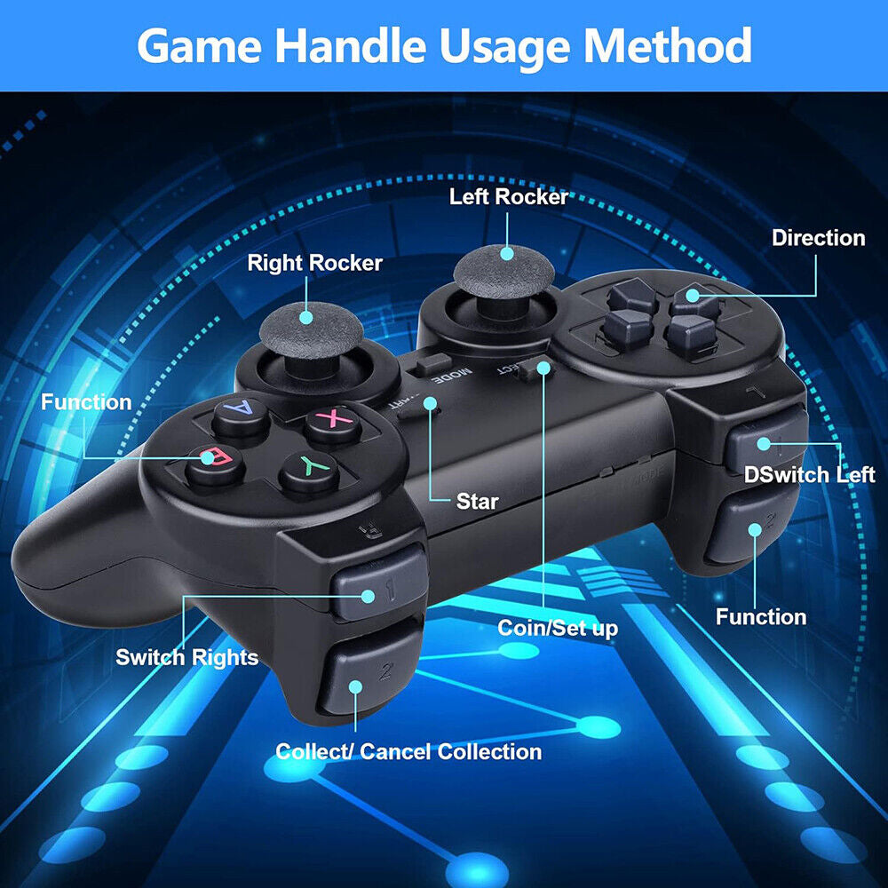 Video Game Console Retro 20000+ Games TV Stick 64G 4K HDMI 2Wireless Controllers